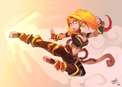 artofnighthead:   Patreon Reward for SoulBlader of their character, Sonyu. Flying monkey kickkkk  Support me on Patreon!     