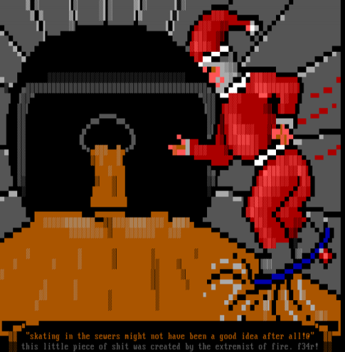 TE-SEWER.ANS, by “The Extremist” of the art group Fire, March 2, 1997, from the Blender ANSI Art pac