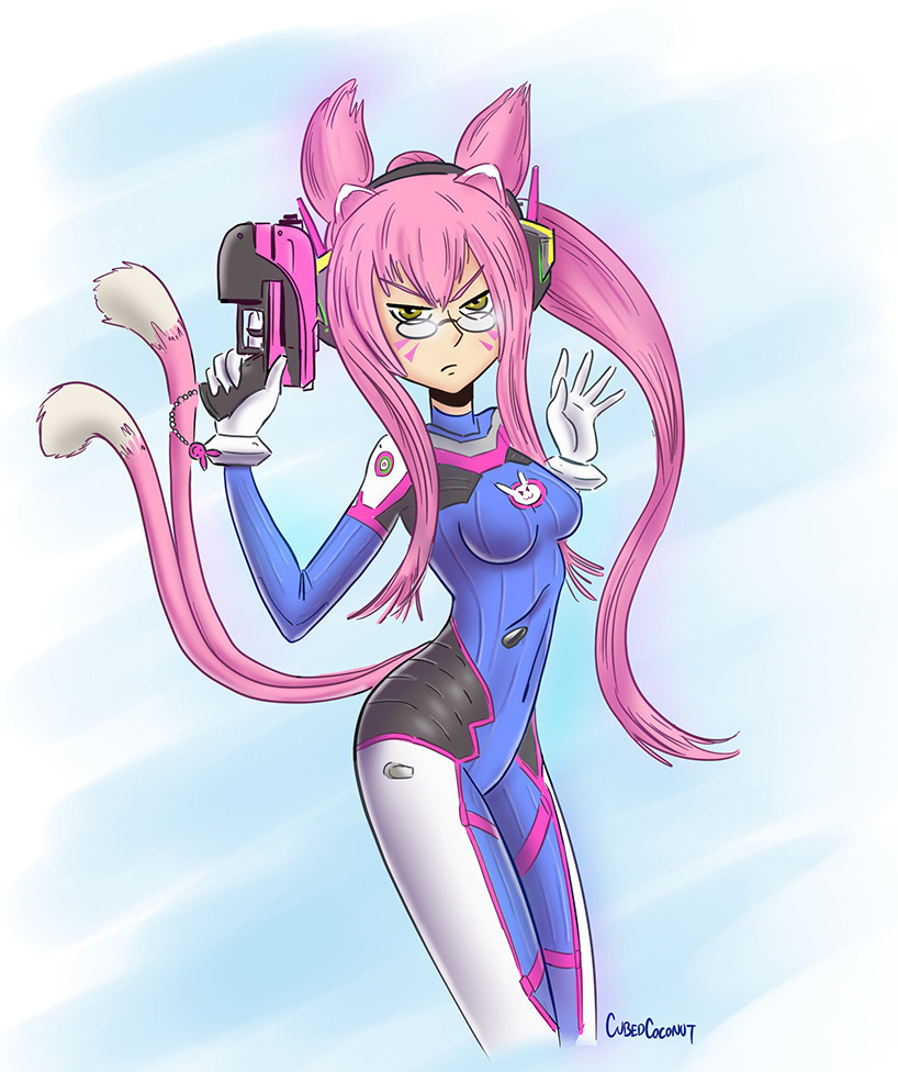 One of my very first commission pieces- Kokonoe from BlazBlue dressed as D.Va. 