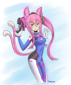 One Of My Very First Commission Pieces- Kokonoe From Blazblue Dressed As D.va. 