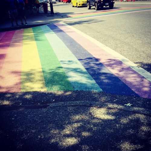 #rainbow crosswalks on Davie street #pride #vancouver #yvr
