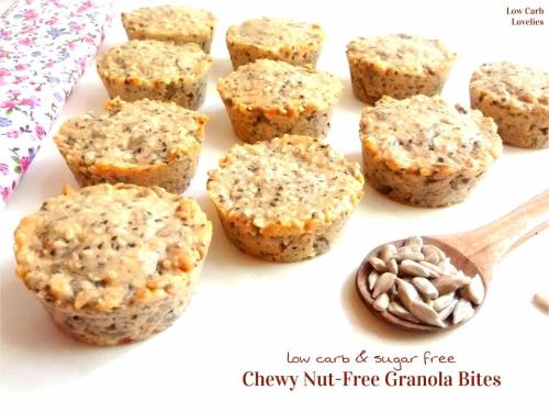 Chewy Nut-Free Granola BitesThis one goes out to my low carb peeps living with nut-allergies! Poppin