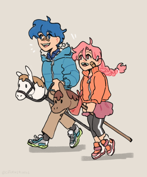 sigurd and ethlyn the type of siblings to get those little horse stick toys for christmas and have f