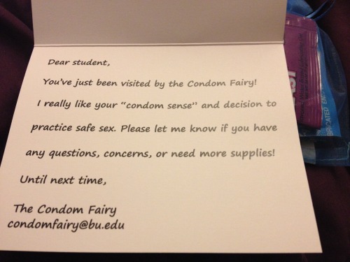 lesbian-through-life: thosewhoshowup: So my school has this thing called the “Condom Fairy&rdq