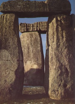 barbarianconspiracy:  Sarsen and trilithon at Stonehenge. Scan from Burl and Piper Rings Of Stone (1979). 