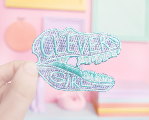 historitwin:voidbat:geekymerch:These Jurassic Park inspired pastel patches can be found at Kate Gabr