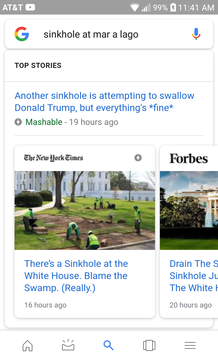 An actual sinkhole has opened on the White House lawn. It’s growing