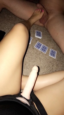 coupleofkinkys: Playing card games with my baby 😉 (speed) whomever wins takes off a layer or adds a layer 😛