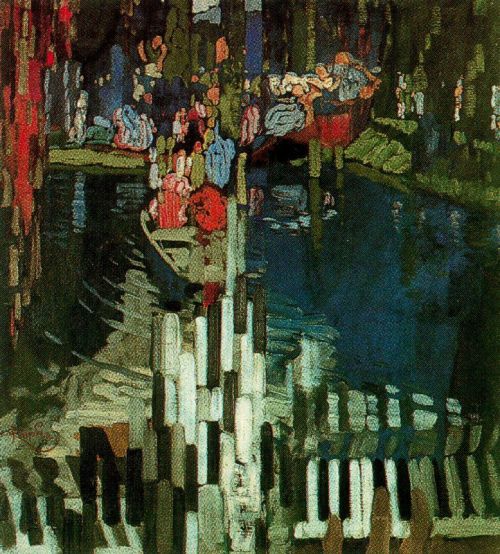 Piano Keys Lake, 1905, Frantisek KupkaMedium: oil,canvashttps://www.wikiart.org/en/frantisek-kupka/p