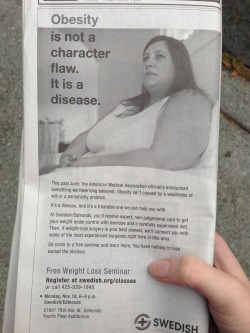 wtfisthinprivilege:  m-a-n-d-o-l-i-n:  This ad in my local paper for a weight loss seminar intended to sell people on weightloss surgery is thin privilege. This is a prime example of fatphobia in medicine. What this says to me is, “Don’t worry, you’re