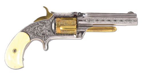 Engraved, gold and nickel plated Smith & Wesson No 1 ½ pistol with ivory grips, circa 186