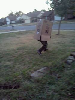 watawatamote:  Last Halloween i was snake in a box so here’s a picture of me in it running around my yard 
