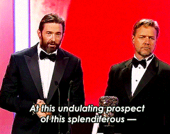 poisonouschicken:Hugh Jackman and Russell Crowe at BAFTA 2012 [x]