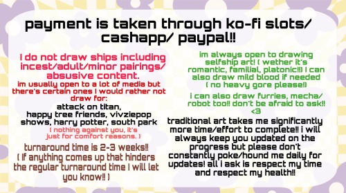 Opening 6 Traditional Art Comm Slots For The Meantime!!!!! KO-FI FORMS ONLY PLEASE!!!! And Please Give
