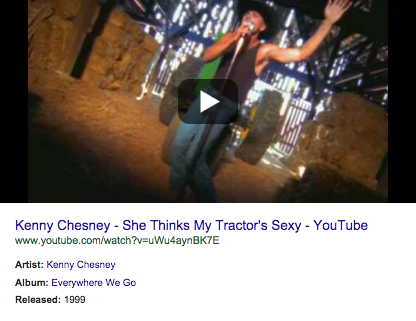 I don't listen to country music because I'm not aroused by tractors