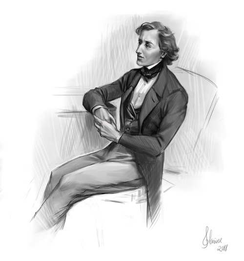 atomicbouquetofflowers: So I wanted to make a portrait of Chopin and so I did these sketches to expl