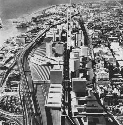 fuckyeahbrutalism:  Lakefront Development Plan for Canadian National and Pacific Railroads, Toronto, Ontario, 1968 (John Andrews)