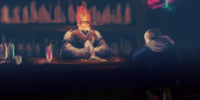 samegg:  🍾💀🍸🔥
