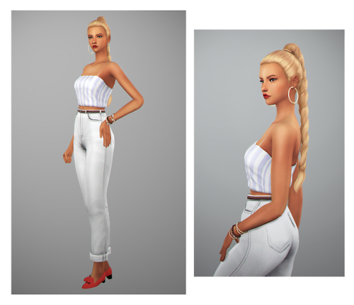 White party lookbookhair | earrings | crop top | jeans | shoes