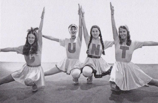 1920sitgirl:“See you next Tuesday” cheerleaders 1970. Students of Judy Chicago&rsquo;s