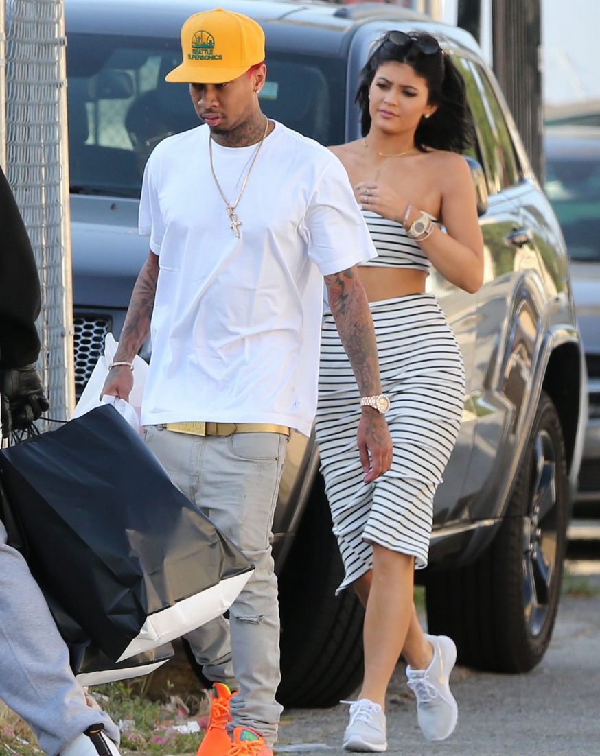 kyliejennerfashionstyle:    April 14, 2015 - Kylie Jenner &amp; Tyga shopping