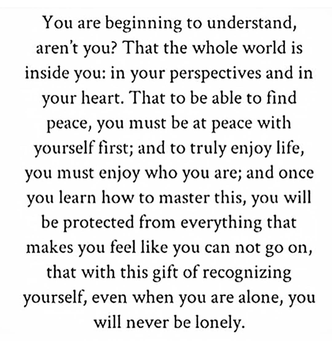 &ldquo;To be able to find peace, you must be at peace with yourself first; and