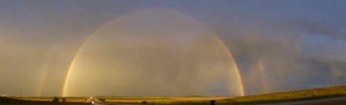 double rainbow outsdie of Fargo N. Dakota. Photo Barbara Bickel