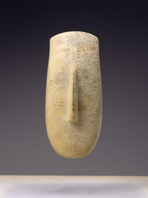 Head of a Figure of the Early Spedos Variety, Cycladic, 2600 - 2500 BC. Unknown artist. Marble with 