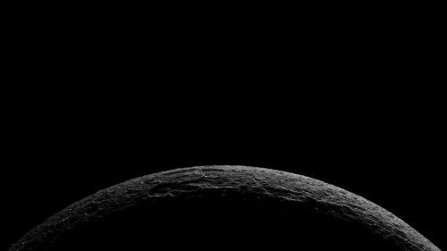 Sunrise over Dione, moon of Saturn