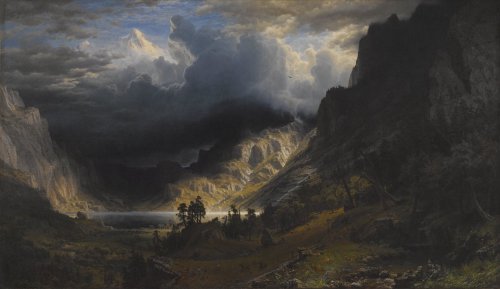 Fill in Albert Bierstadt’s A Storm in the Rocky Mountains, Mt. Rosalie (1866) with fantastical color