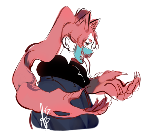 c2oh:  i made an old design into an OC. His/her name is Jaws, or at least that’s what the mask says. Hyperactive but also lazy at the same time. Grew up on a sunflower farm and has 0 understanding of city life.