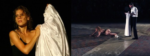 Monika Wachowicz, Polish performance artist from the Teatr a Part company. Top and bottom pictures: Faust.