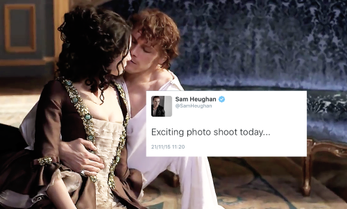 livelyandcolourful:  Sam & Cait showing excitement about the EW cover shoot on twitter (Nov 21, 2015) 