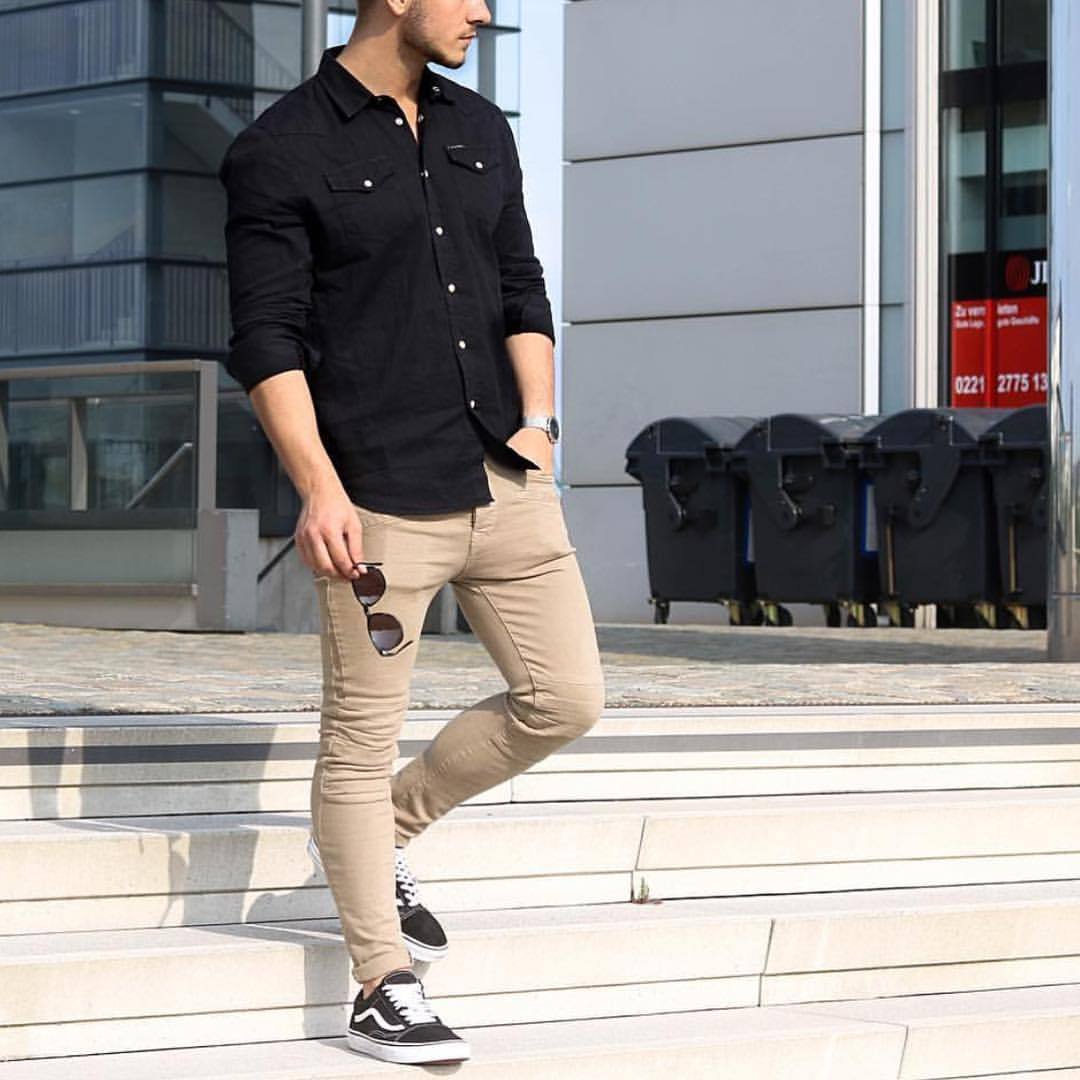 Men's Fashion Tumblr from Royal Fashionist — Black beige and vans 🤑✨ by...