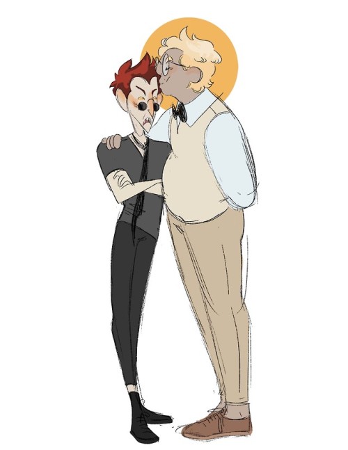 what if….. Crowley was tiny and Aziraphale was tall…