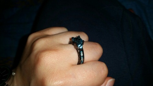 flower-whisper:  Beautiful Black Gold Filled Aquamarine Ring that will make the perfect gift for you