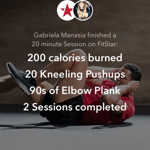 I finished a 20 minute @FitStar Session and burned 200 calories with 90s of Jumping Jacks https://app.fitstar.com/sessions/54aa5ad00229b0638d8c1b56?token=ysM2ygSahvkLdkR9mvrz I finished a 20 minute @FitStar Session and burned 200 calories with 90s of