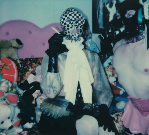 Time spent in the toy room. Cropped Polaroid Spectra Meatface photograph, 07. 2020. Wearing stock by