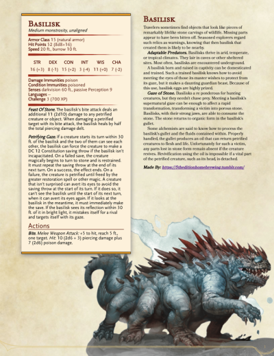 d&d 3.5 basilisk d&d 3.5 basilisk