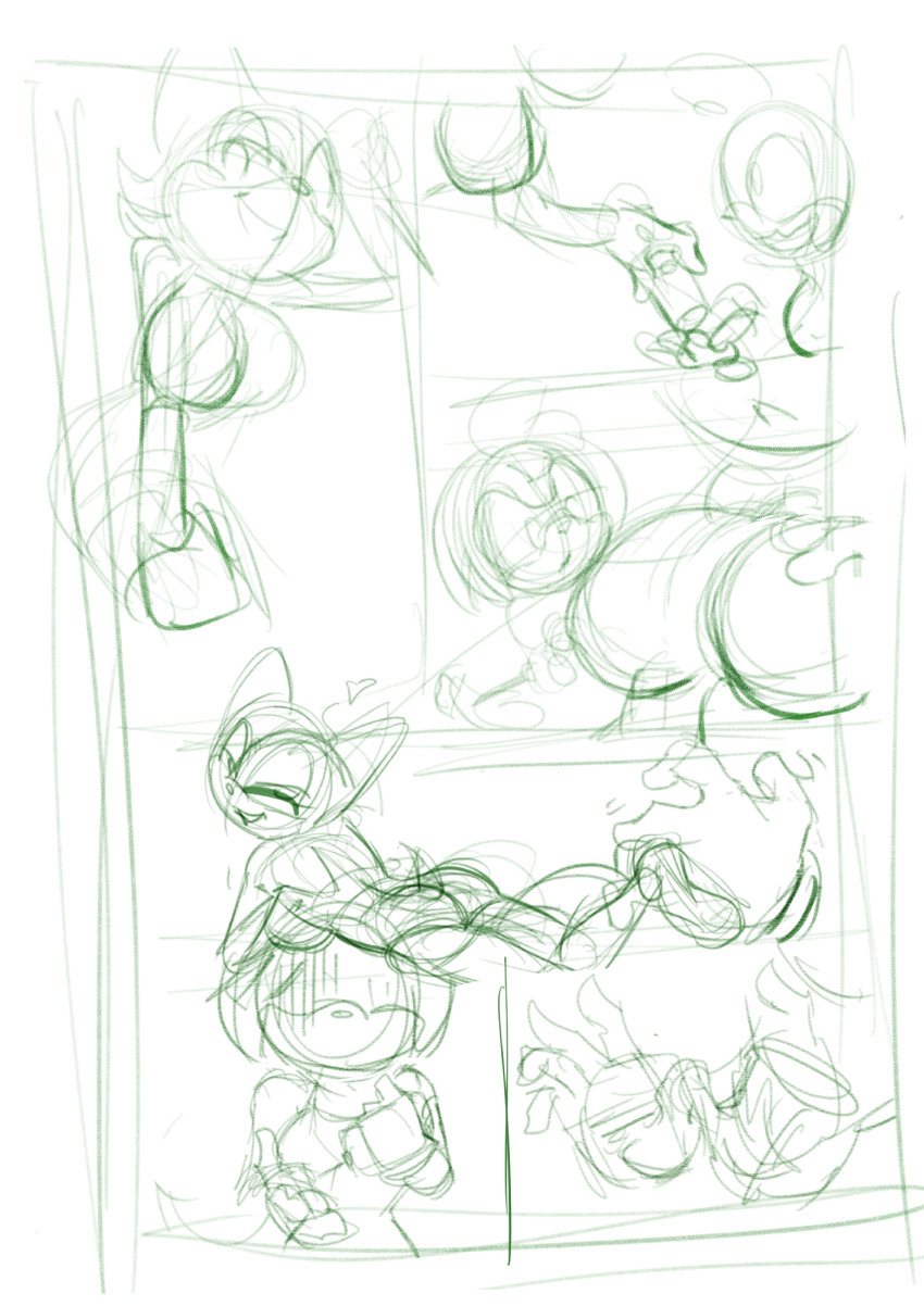 Page 2 WIP for a comic I am doing.  Rough layout is done for 3 pages, inks are done