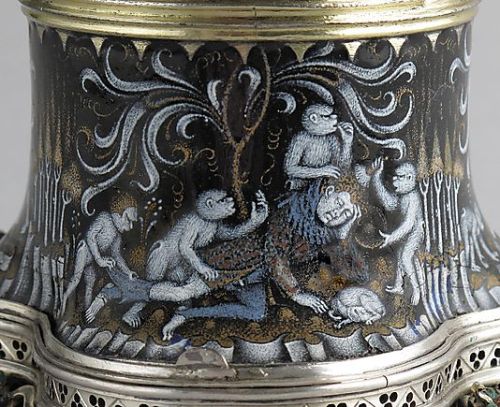 Beaker (&ldquo;Monkey Cup&rdquo;), ca. 1425–1450One of the finest surviving examples of medieval ena