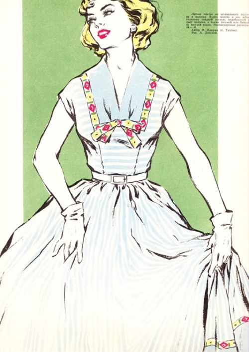 A bit about Soviet-era fashion: illustrations from the “Fashion Magazine” (Журнал мод), 1957 I like 