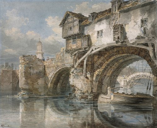 J M W Turner - Old Welsh Bridge, Shrewsbury, Shropshire (1794)