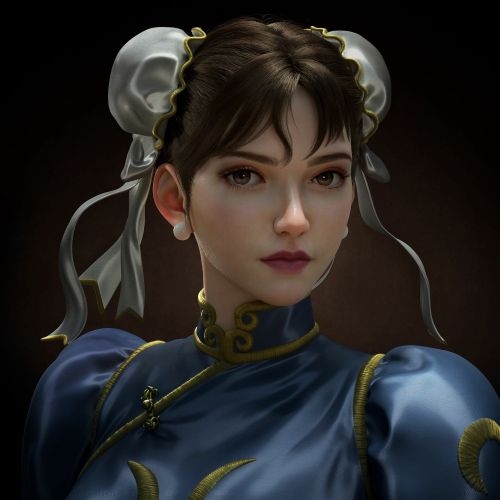  Chun Li portrait: Street Fighter game fanart  [Artist: WANG HUALI] 