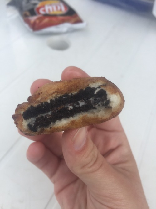 A taste of home- Food at the American Festival in Misawa, Aomori. Cheeseburger, Fried Oreo, Bacon an