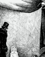 decomposion:  Art history meme (x) - 4/8 artists - Edward Gorey  But then the demon, much too soon, Returned one Sunday afternoon  