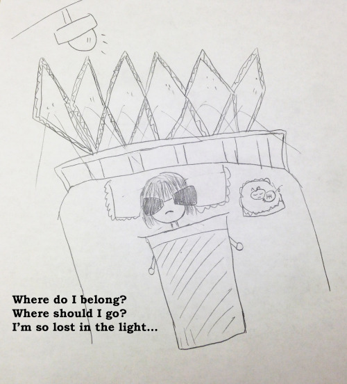 “Life is brutal, so you put your sunglasses on”
Where am I ? Where do I belong? Where am I going?
I hate being myself…I want to be someone else.
The world is just so bright for me to handle really.