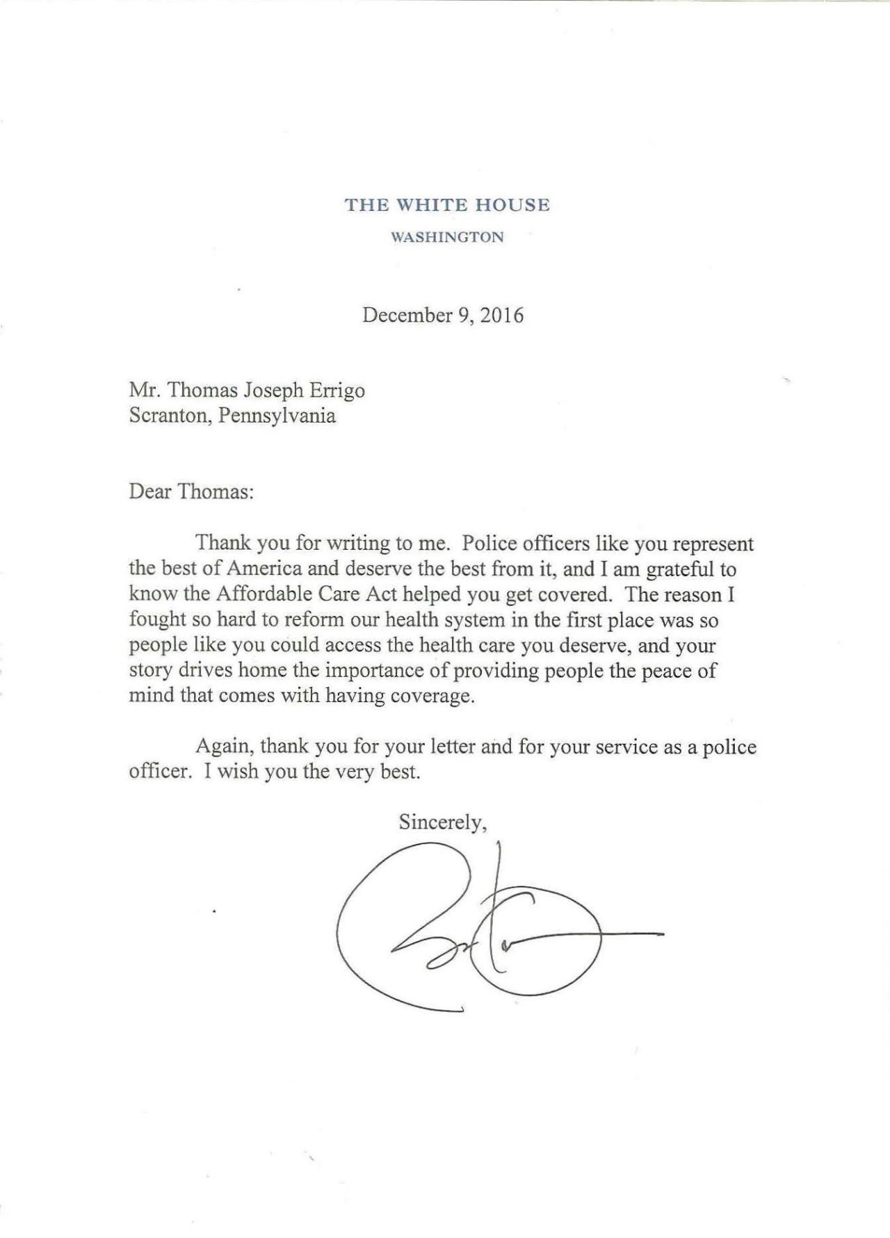 Letters To President Obama