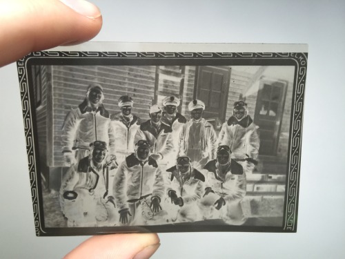 Negative of B-17 Crew for Miss Irish finishing up their training, early 1944. My pal Frank Buschmeie