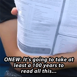 parkjmin:  Onew: This is all in English!It’s going to take at least a 100 years